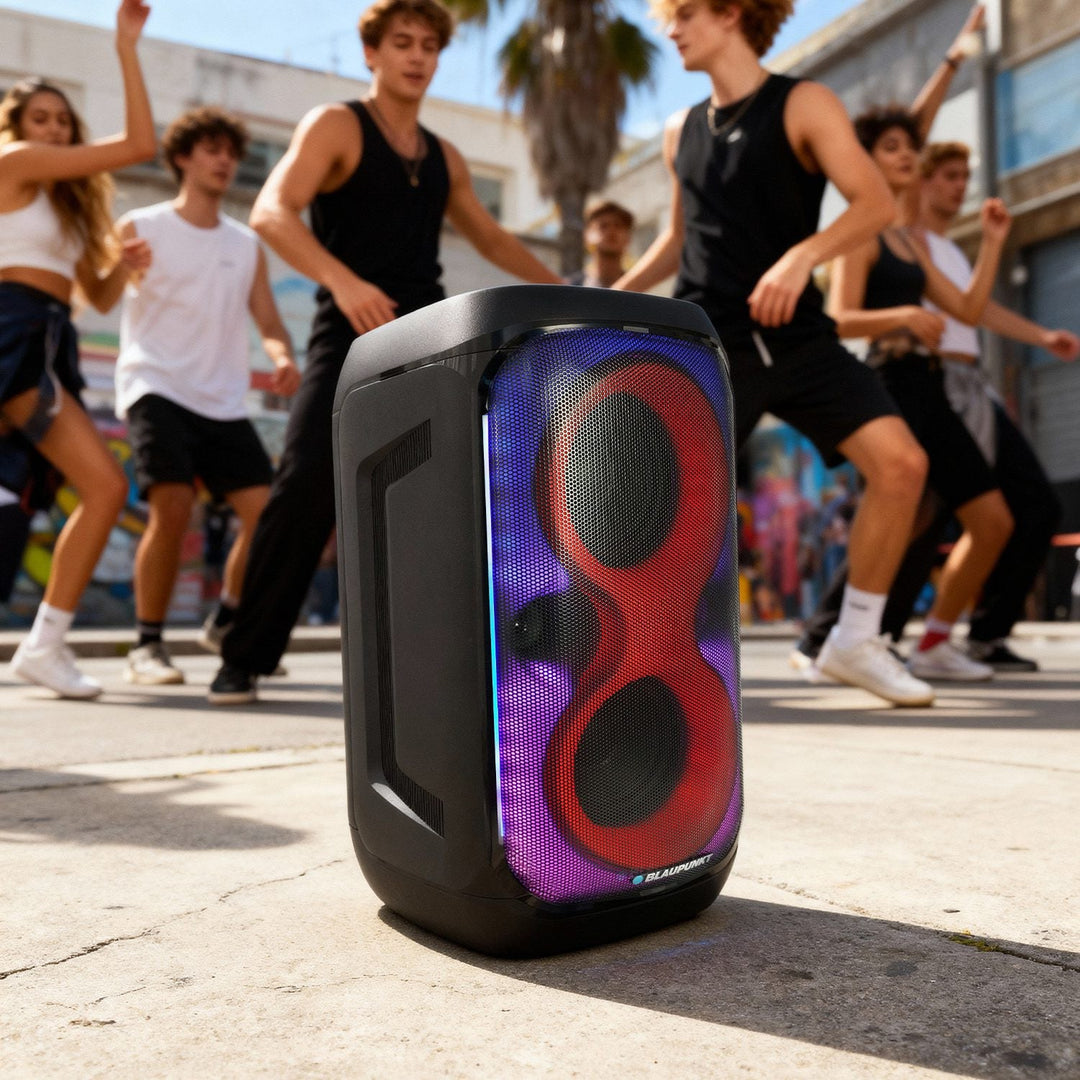 Zvučnik Blaupunkt Party Box, LED rasvjeta, Bluetooth, USB i AUX, FM radio, karaoke funkcija, daljinski upravljač, trajanje baterije do 18 sati, PB60X