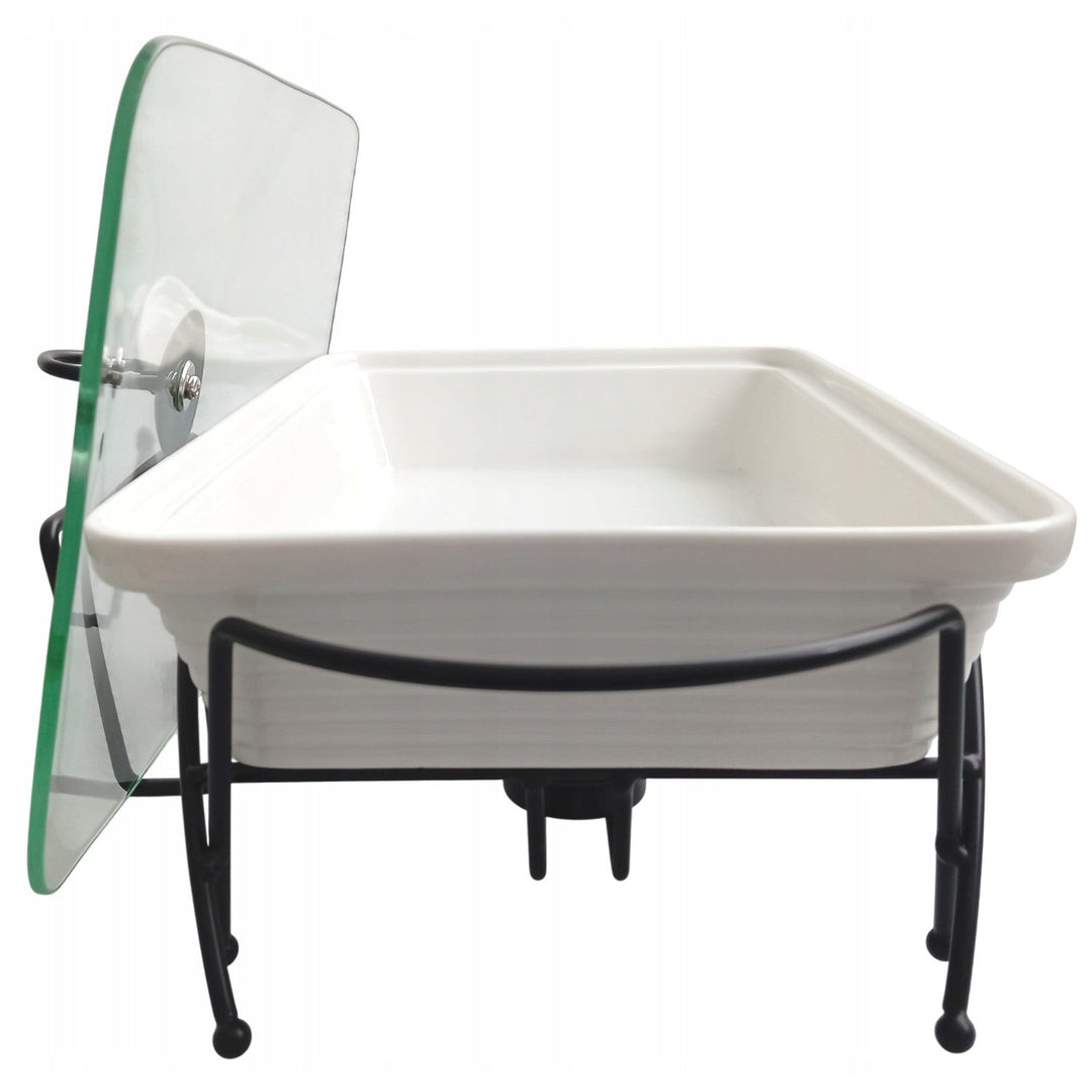 Maestro keramički grijač hrane, pravokutni, bijeli, zapremina 1,7 l, pogodan za pećnicu, uključuje rešetku i poklopac s ručkom, MR-11362-73