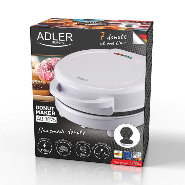Adler aparat za krafne, za 7 krafni, nelijepljivo premazivanje, bijela, 1500 W, AD 3075
