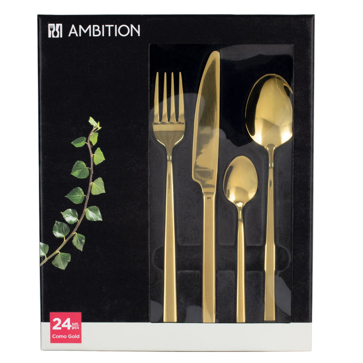 Como Gold 24-dijelni set pribora za jelo za 6 osoba, poklon kutija AMBITION