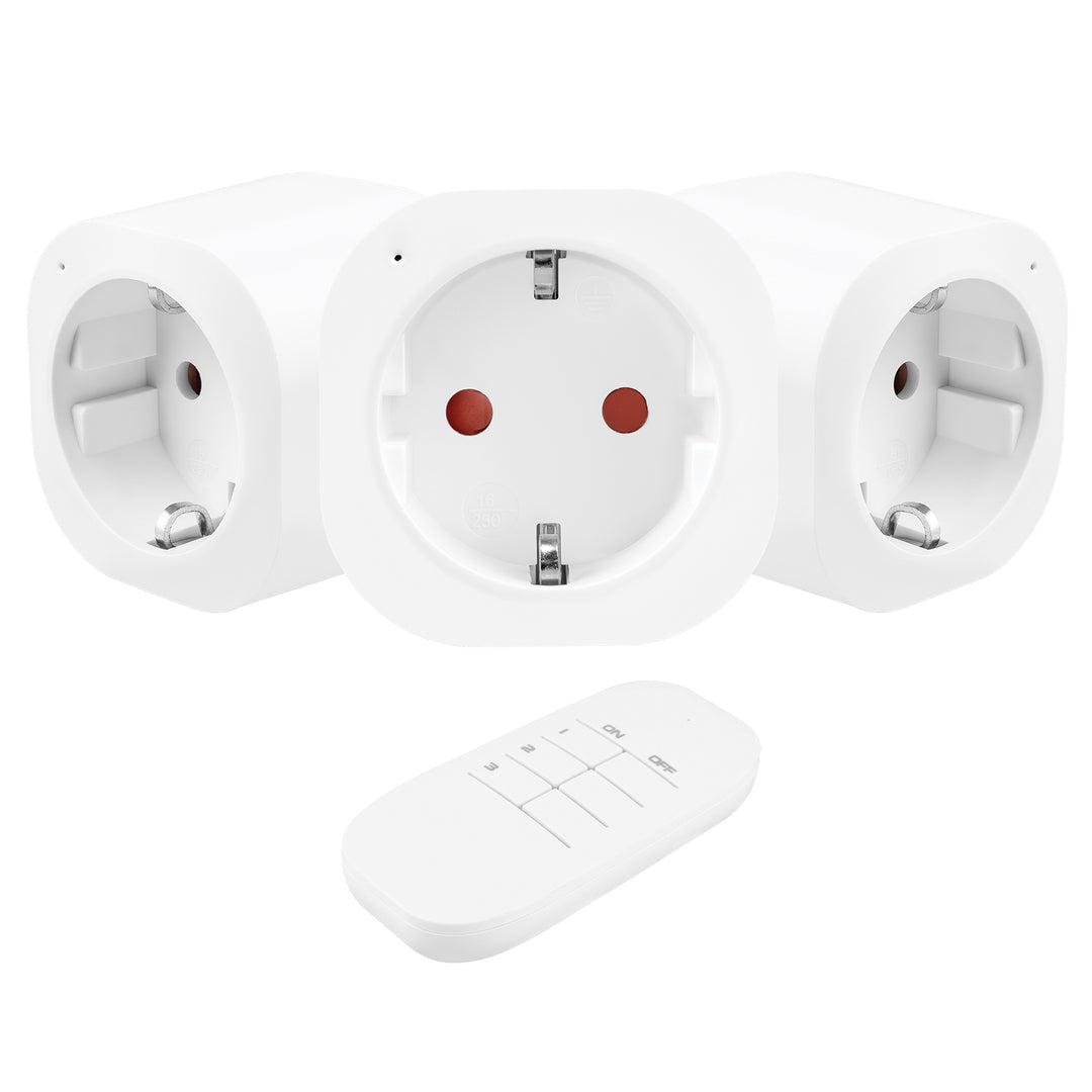GreenBlue daljinski upravljane utičnice, pakiranje od 3 komada, programabilne, domet do 30 m, 220–240 V AC, 50/60 Hz, 16 A, 433 MHz, GB313 F