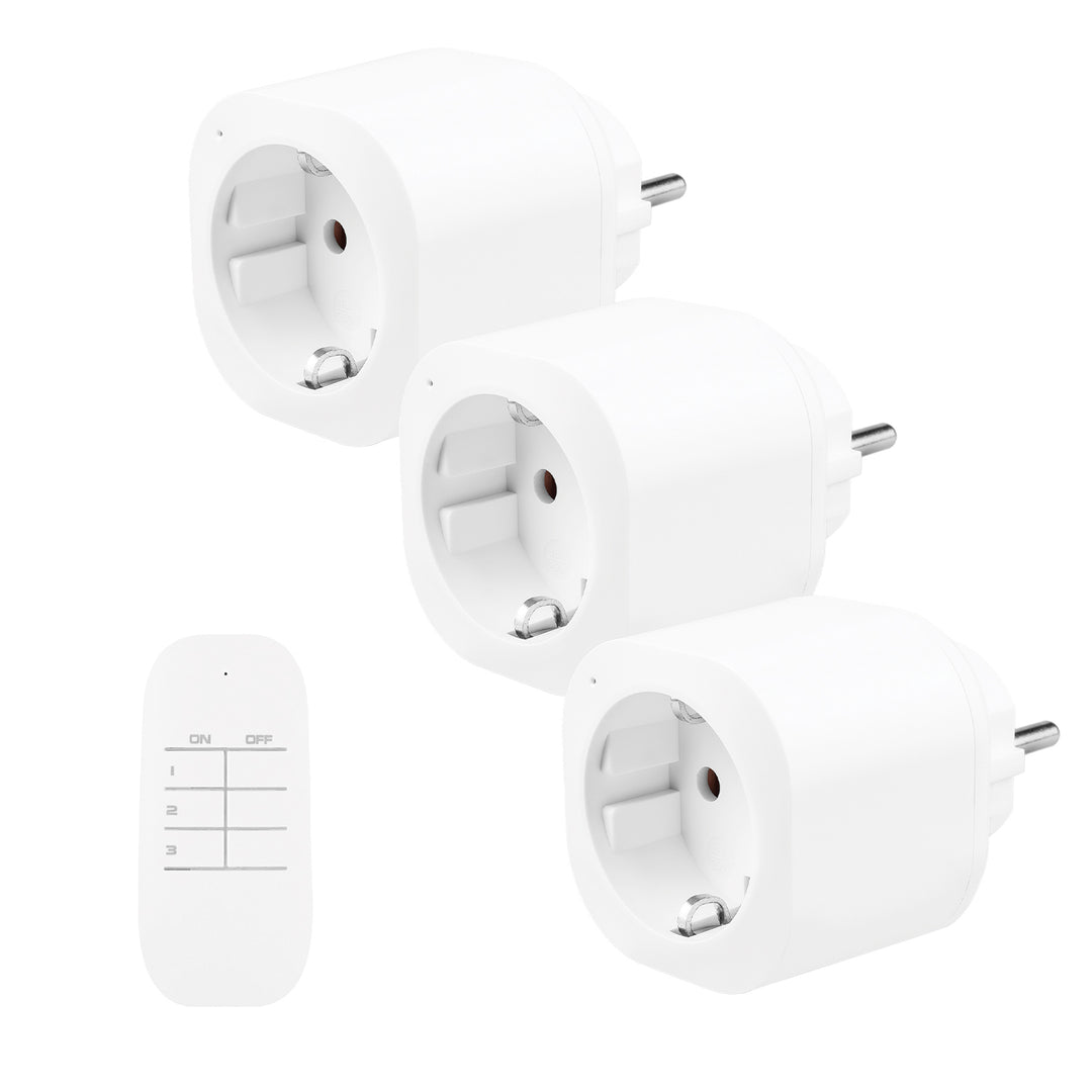GreenBlue daljinski upravljane utičnice, pakiranje od 3 komada, programabilne, domet do 30 m, 220–240 V AC, 50/60 Hz, 16 A, 433 MHz, GB313 F