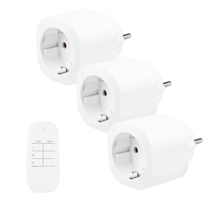 GreenBlue daljinski upravljane utičnice, pakiranje od 3 komada, programabilne, domet do 30 m, 220–240 V AC, 50/60 Hz, 16 A, 433 MHz, GB313 F