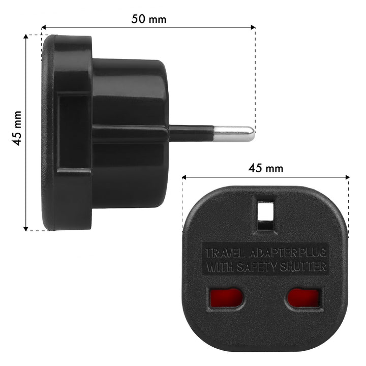Maclean UK adapter za utičnicu, za EU utikač, crni, MCE72, 2 komada