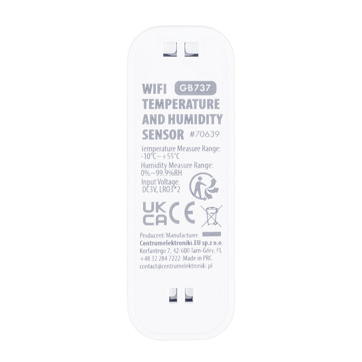 GreenBlue WiFi senzor temperature i vlažnosti, Android/iOS/Alexa/Google Home, 3,0 V DC, LR03 x 2, GB737