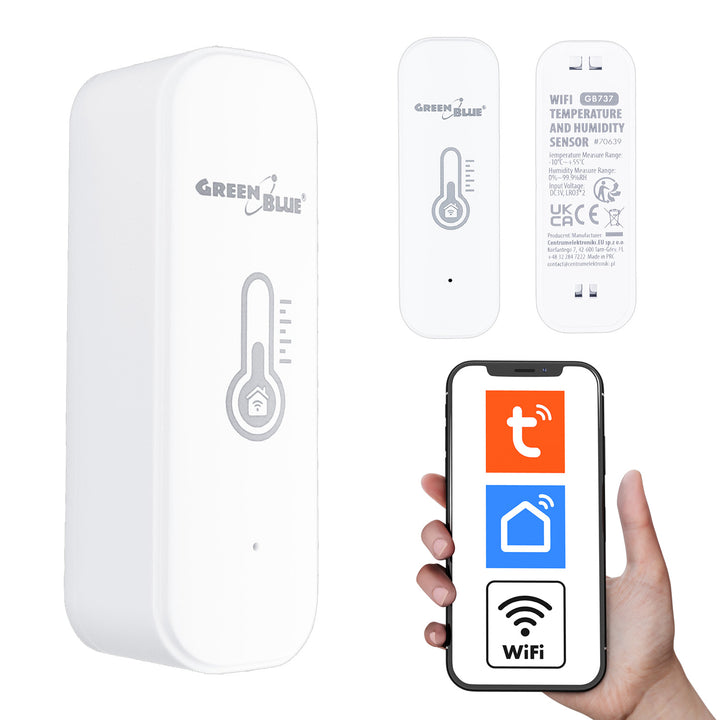 GreenBlue WiFi senzor temperature i vlažnosti, Android/iOS/Alexa/Google Home, 3,0 V DC, LR03 x 2, GB737