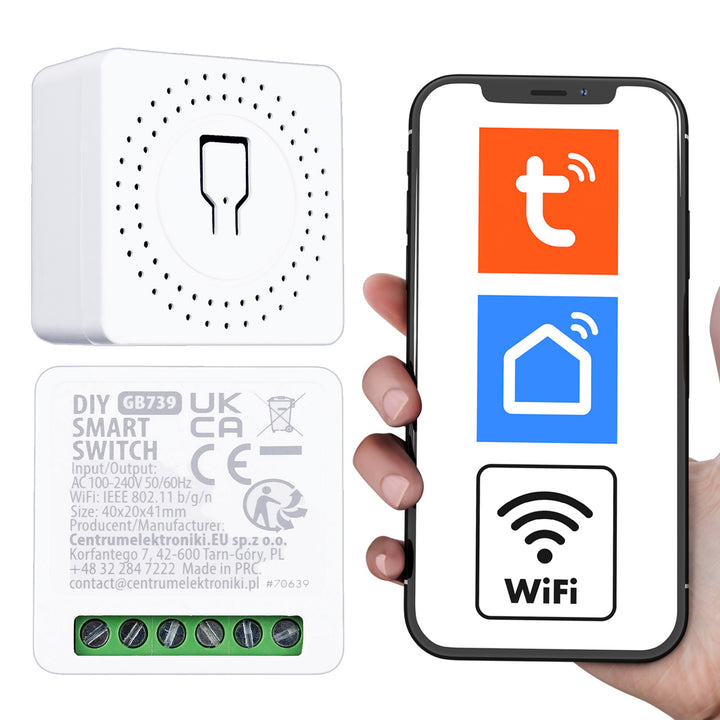 GreenBlue ugradbeni WiFi relej, Android/iOS/Alexa/Google Home, 100–240 V AC, 50/60 Hz, max. 16 A, za LED diode snage 150 W, GB739