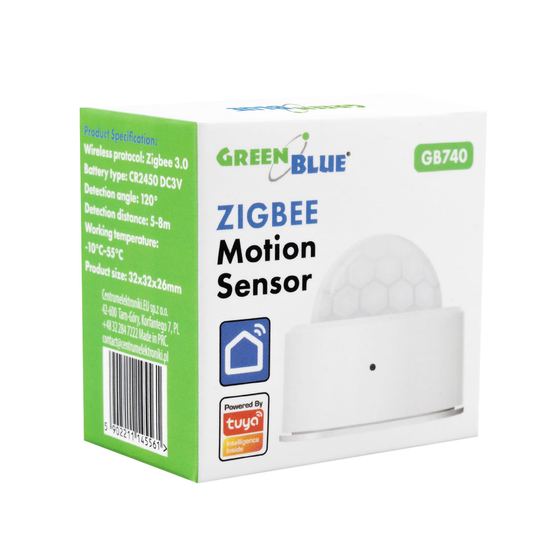 Tuya GreenBlue Zigbee bežični senzor pokreta, Android/iOS, CR2450 DC 3,0 V, kut detekcije 120° / do 8 m, GB740