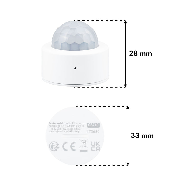 Tuya GreenBlue Zigbee bežični senzor pokreta, Android/iOS, CR2450 DC 3,0 V, kut detekcije 120° / do 8 m, GB740