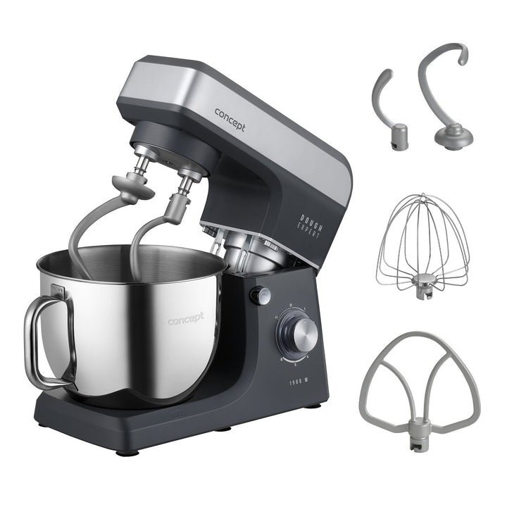Concept Dough Expert planetarni kuhinjski procesor, 1900 W, dvostruki kukac za tijesto, funkcija grijanja zdjele, 6 postavki brzine, RM6010