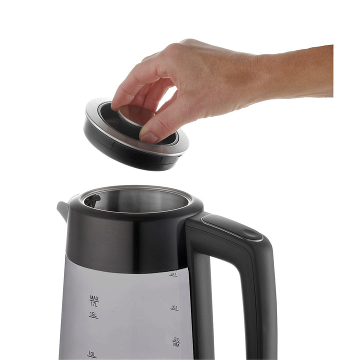 Staklena električna kuharica Concept, kapacitet 1,7 l, snaga 1850–2200 W, crna boja, Strix priključak, kontrola temperature, digitalna kontrola, RK4195