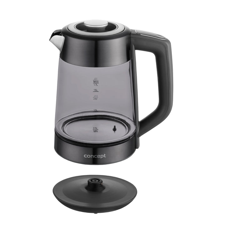 Staklena električna kuharica Concept, kapacitet 1,7 l, snaga 1850–2200 W, crna boja, Strix priključak, kontrola temperature, digitalna kontrola, RK4195