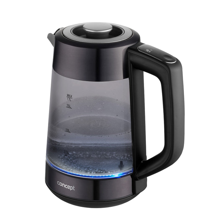 Staklena električna kuharica Concept, kapacitet 1,7 l, snaga 1850–2200 W, crna boja, Strix priključak, kontrola temperature, digitalna kontrola, RK4195