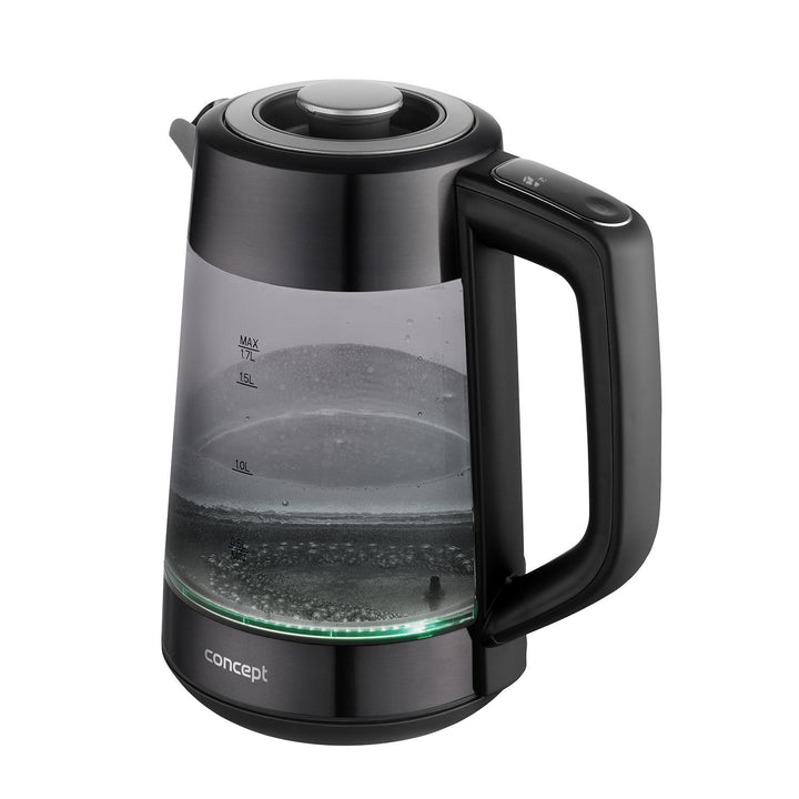 Staklena električna kuharica Concept, kapacitet 1,7 l, snaga 1850–2200 W, crna boja, Strix priključak, kontrola temperature, digitalna kontrola, RK4195