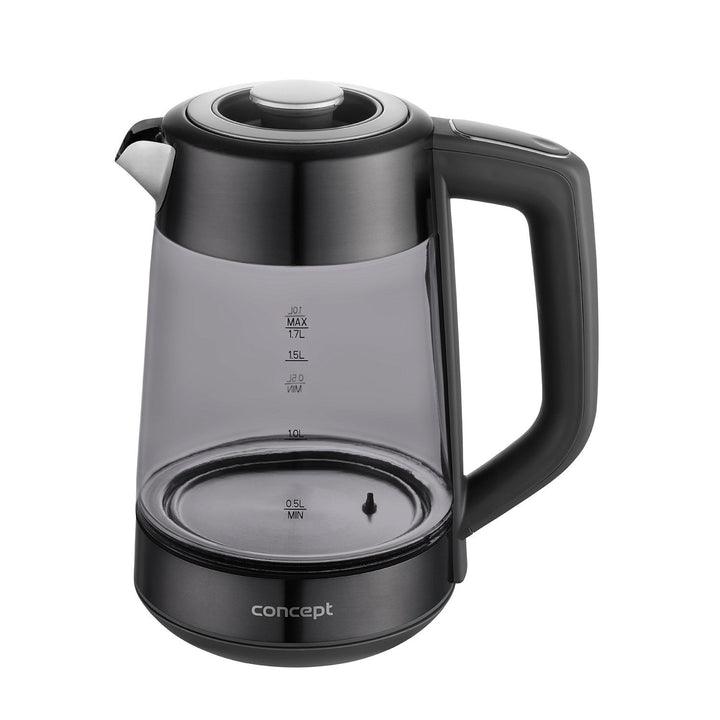Staklena električna kuharica Concept, kapacitet 1,7 l, snaga 1850–2200 W, crna boja, Strix priključak, kontrola temperature, digitalna kontrola, RK4195