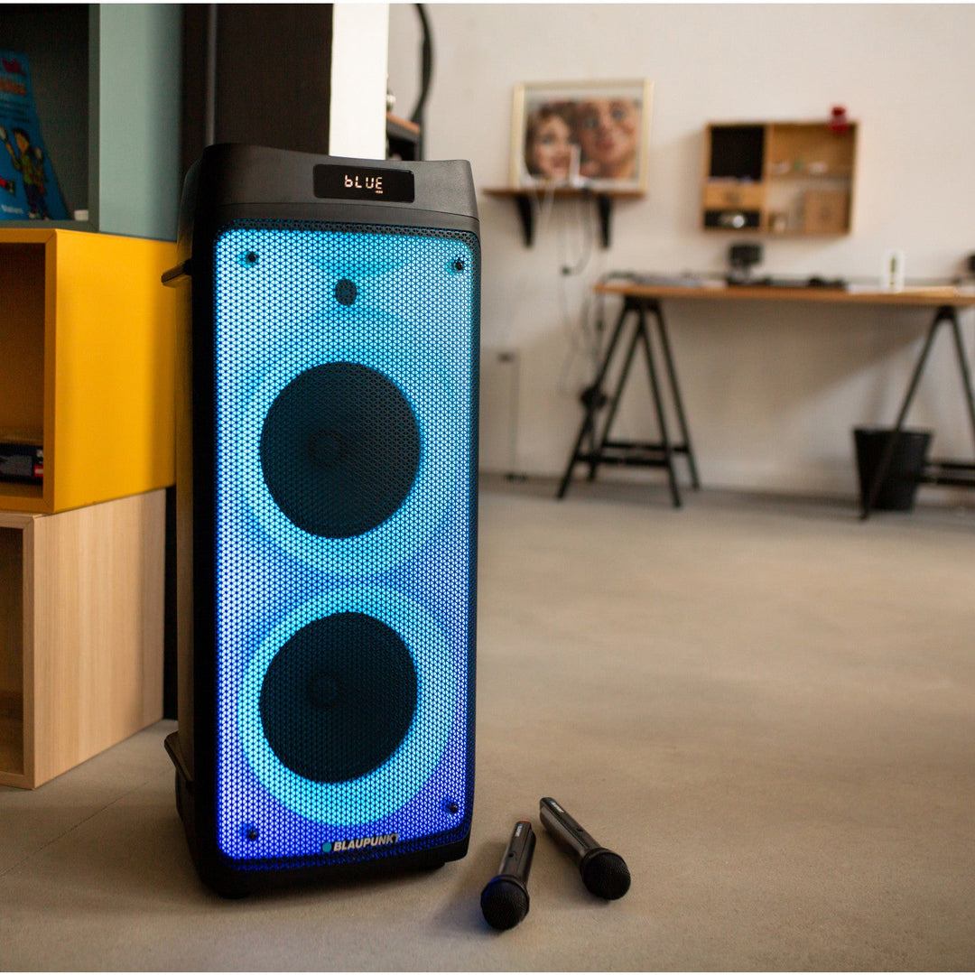 Zvučnik Blaupunkt Party Box, LED rasvjeta, Bluetooth, USB i AUX, FM radio, karaoke funkcija, daljinski upravljač, PB08DB