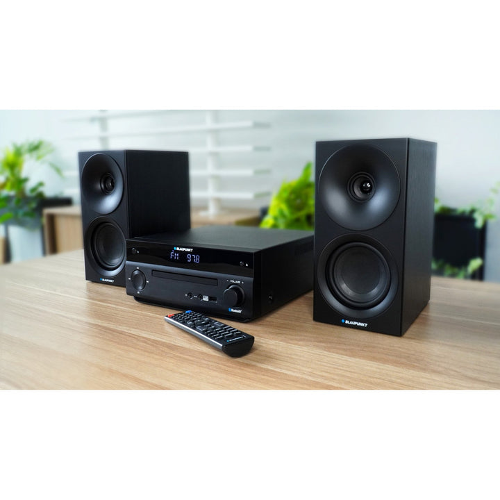 Blaupunkt mikrosustav, 150 W snage, FM radio, AUX priključak i USB priključak, Bluetooth, HDMI ulaz, sat s alarmom, LED zaslon, crna boja, MS30.02BT