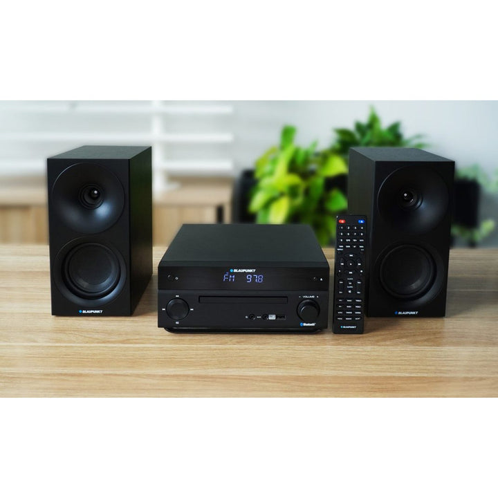 Blaupunkt mikrosustav, 150 W snage, FM radio, AUX priključak i USB priključak, Bluetooth, HDMI ulaz, sat s alarmom, LED zaslon, crna boja, MS30.02BT