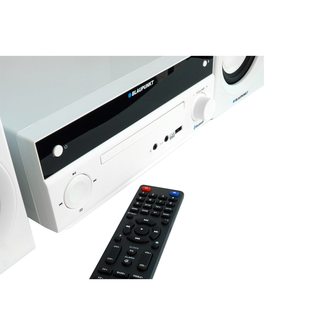 Blaupunkt mikrosustav, 150 W snage, FM radio, AUX priključak i USB priključak, Bluetooth, HDMI ulaz, sat s alarmom, LED zaslon, bijela boja, MS30.02BT