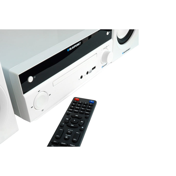 Blaupunkt mikrosustav, 150 W snage, FM radio, AUX priključak i USB priključak, Bluetooth, HDMI ulaz, sat s alarmom, LED zaslon, bijela boja, MS30.02BT