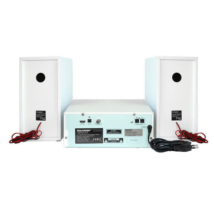 Blaupunkt mikrosustav, 150 W snage, FM radio, AUX priključak i USB priključak, Bluetooth, HDMI ulaz, sat s alarmom, LED zaslon, bijela boja, MS30.02BT
