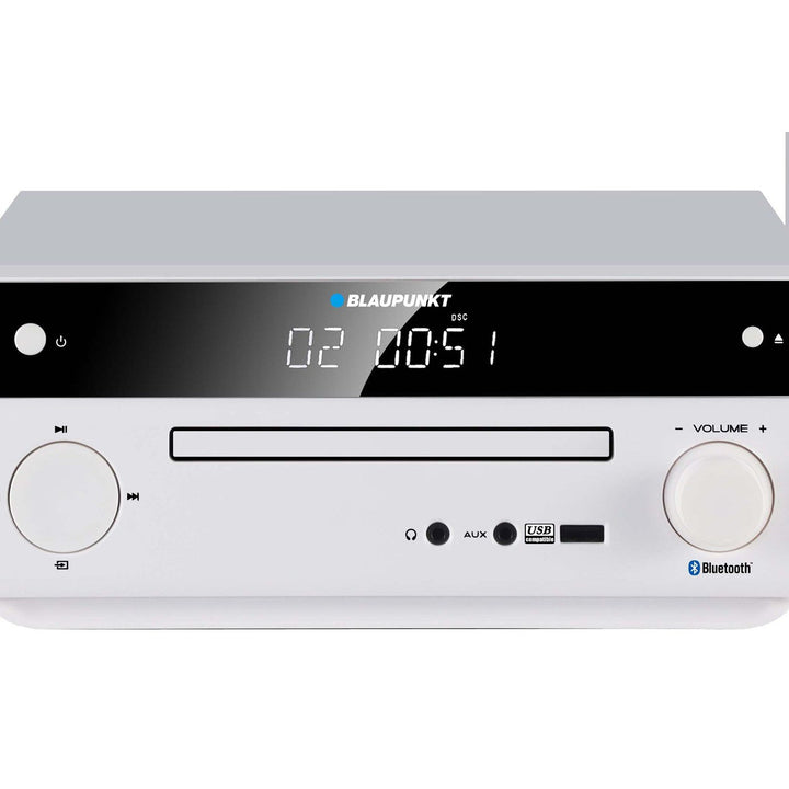 Blaupunkt mikrosustav, 150 W snage, FM radio, AUX priključak i USB priključak, Bluetooth, HDMI ulaz, sat s alarmom, LED zaslon, bijela boja, MS30.02BT