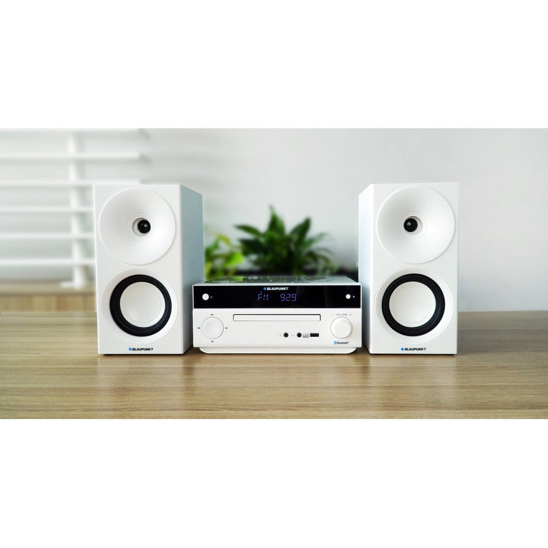 Blaupunkt mikrosustav, 150 W snage, FM radio, AUX priključak i USB priključak, Bluetooth, HDMI ulaz, sat s alarmom, LED zaslon, bijela boja, MS30.02BT