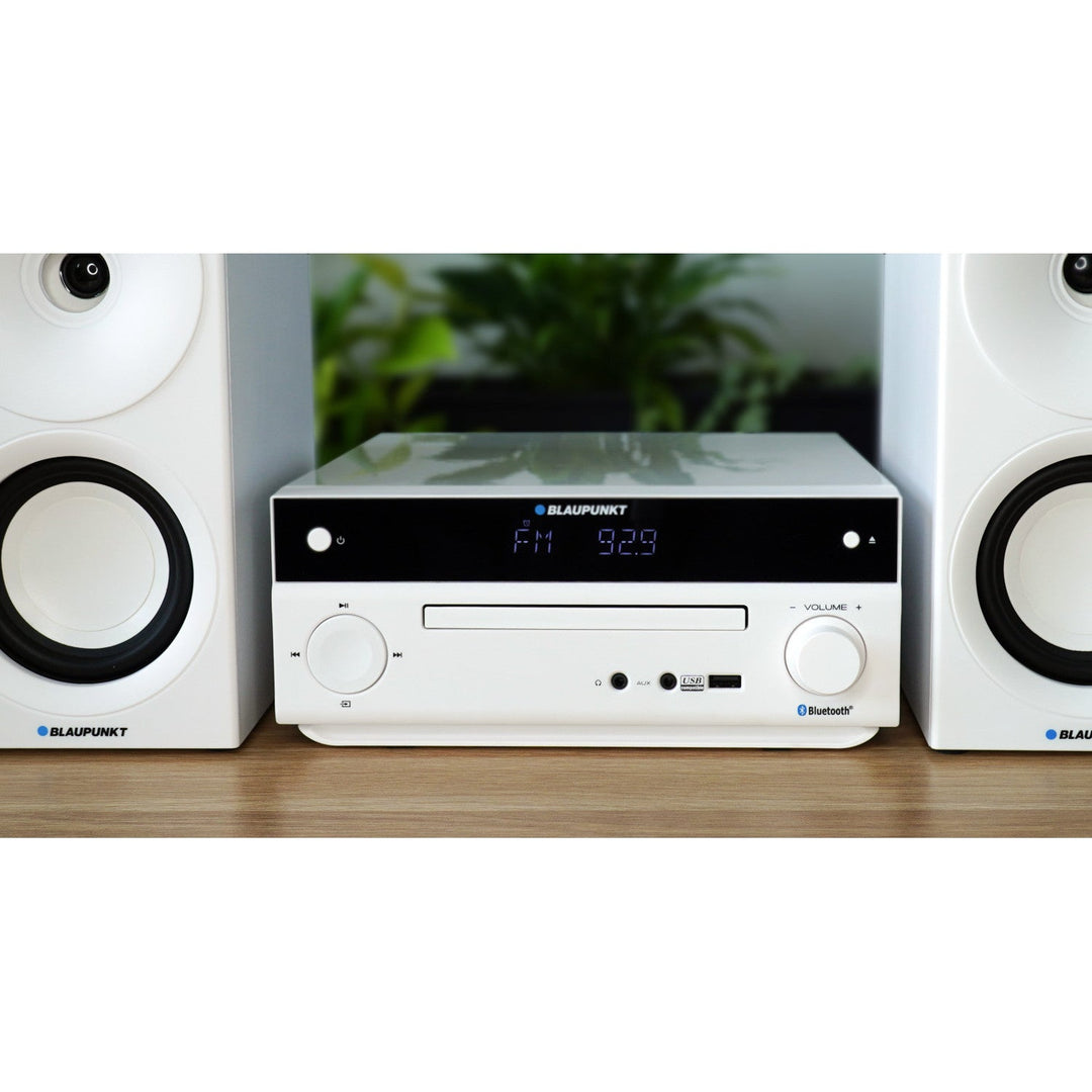 Blaupunkt mikrosustav, 150 W snage, FM radio, AUX priključak i USB priključak, Bluetooth, HDMI ulaz, sat s alarmom, LED zaslon, bijela boja, MS30.02BT