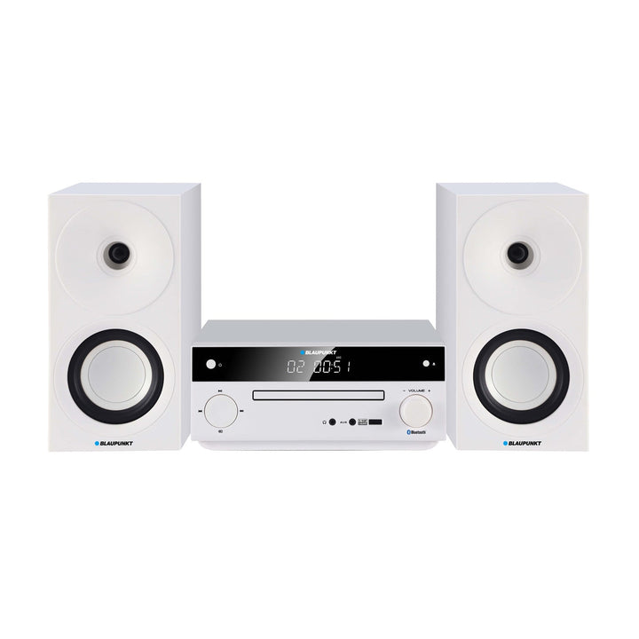 Blaupunkt mikrosustav, 150 W snage, FM radio, AUX priključak i USB priključak, Bluetooth, HDMI ulaz, sat s alarmom, LED zaslon, bijela boja, MS30.02BT
