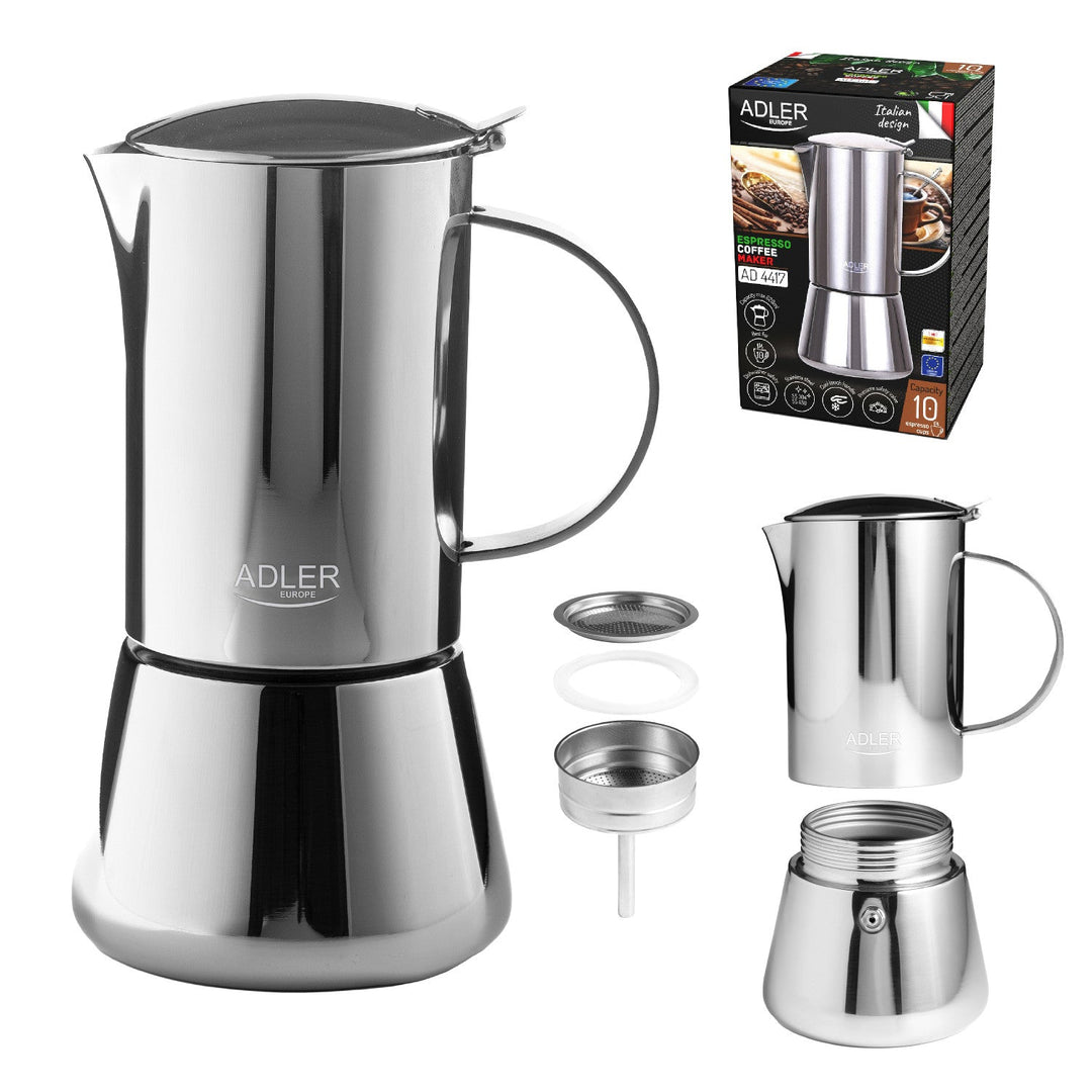 Adler aparat za kavu, aparat za espresso, kapacitet 620 ml, srebrnosivi, AD 4417