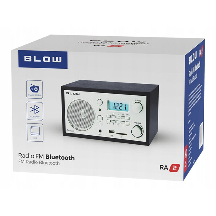 Blow prijenosni analogni radio, Bluetooth funkcija, USB, AUX i SD priključci, AM/FM radio prijem, LCD zaslon, sat i alarm, 77-531