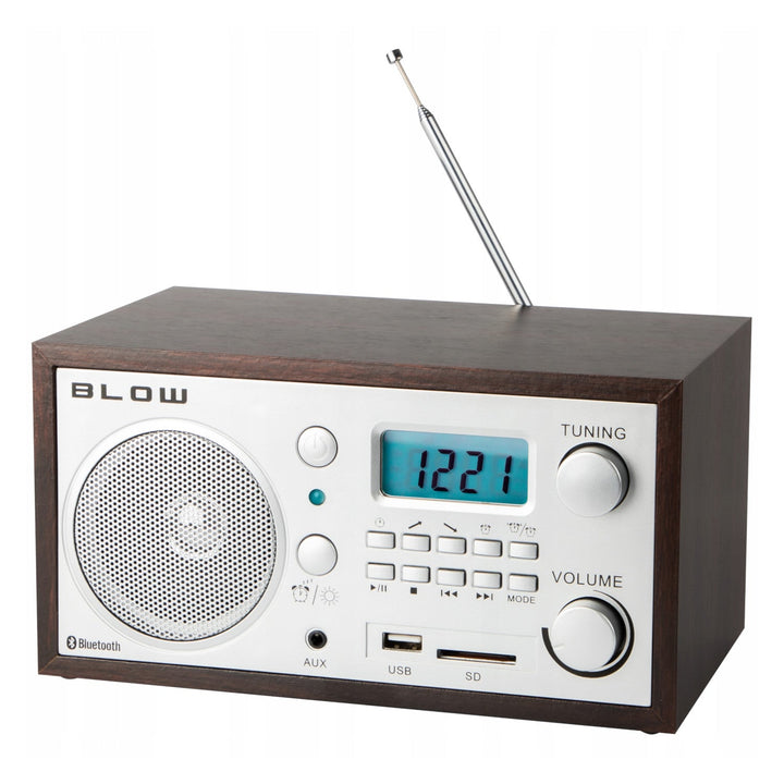 Blow prijenosni analogni radio, Bluetooth funkcija, USB, AUX i SD priključci, AM/FM radio prijem, LCD zaslon, sat i alarm, 77-531