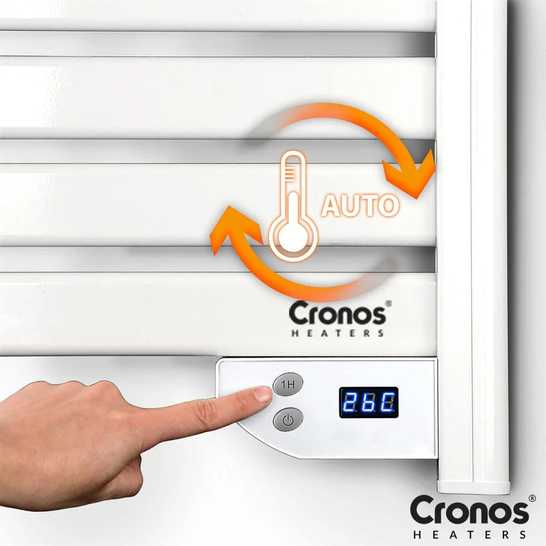 Cronos električni grijač za kupaonicu, snaga 500 W, grije prostorije do 6 m², LCD zaslon, AUTO, tajmer i funkcija detekcije otvorenog prozora, TW-500