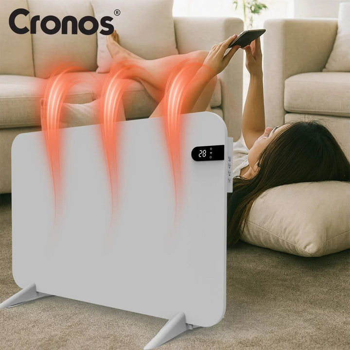 Cronos električni grijač, bijela boja, snaga 450 W, grije prostorije do 14 m², ugrađeni termostat, daljinski upravljač, funkcija detekcije otvorenog prozora, uključene noge, WFH-450TW