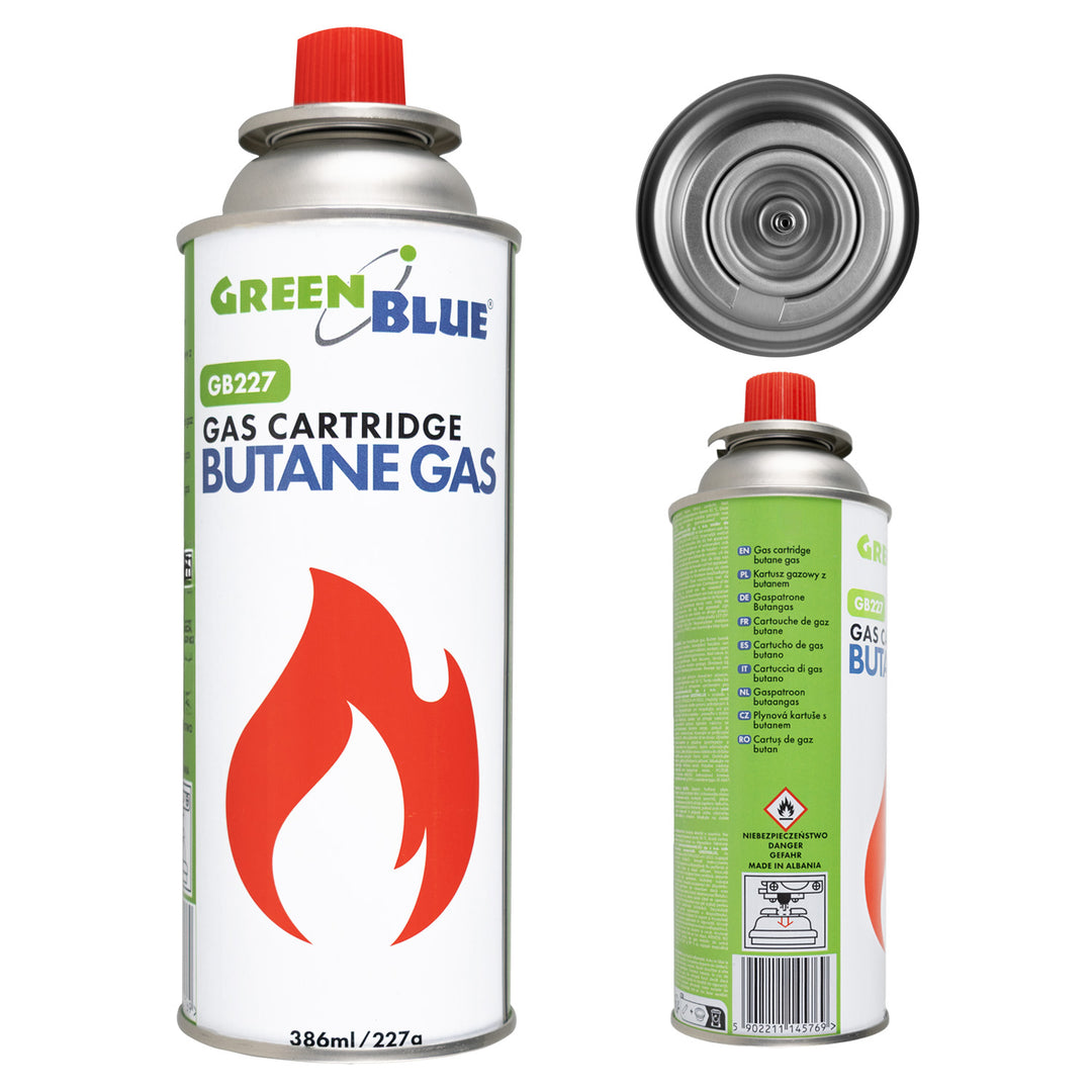 GreenBlue plinski uložak 227 g. Certifikat: Pi 0875, u skladu s EN 417, butan, radni raspon -10 °C do +40 °C, GB227