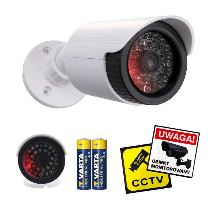 Lažna cijevna kamera, IR LED diode, bijela, napajanje na 2xAA baterije (uključeno), ABS, IR1800 W