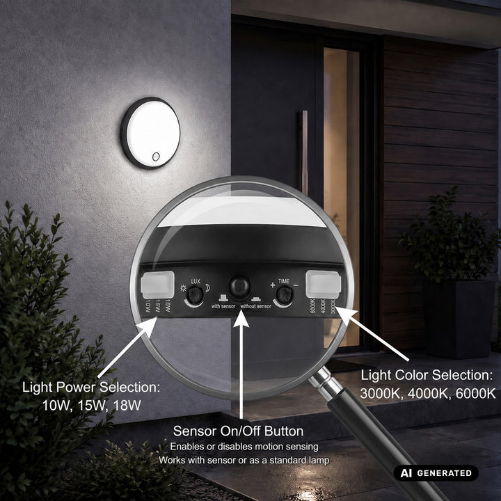 Maclean LED lampa s senzorom pokreta, PIR senzorom, crna, 10W/15W/18W, IP65, temperaturu boje podesivu na 3000/4000/6000K, MCE535 B