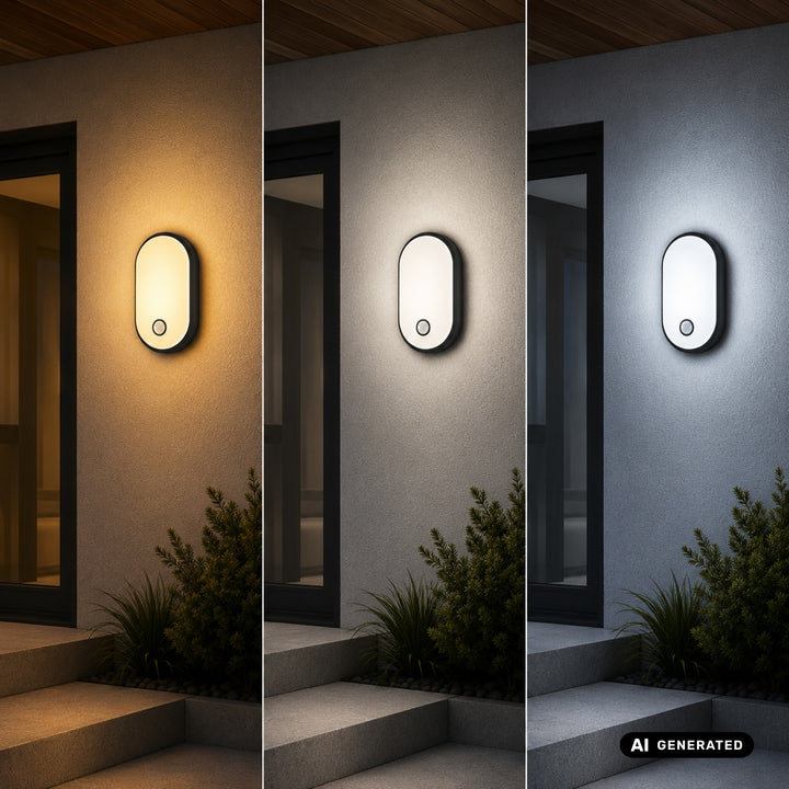 Maclean LED lampa s senzorom pokreta, PIR senzorom, crna, 10W/15W/18W, IP65, temperaturu boje podesivu na 3000K/4000K/6000K, MCE534 B