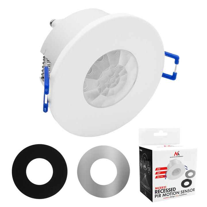 Maclean PIR senzor pokreta, ugradbeni, domet 8 m, 600 W/1200 W, 220–240 V AC, 50/60 Hz, MCE821