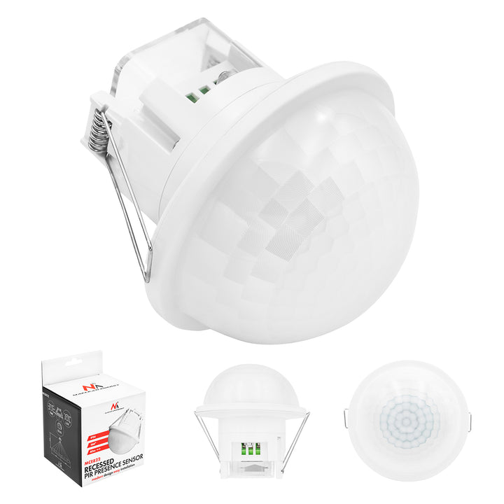 Maclean PIR detektor prisutnosti, ugradbeni, domet detekcije 10×40 m, 1000 W/2000 W, 220–240 V AC, 50/60 Hz, IP54, MCE822