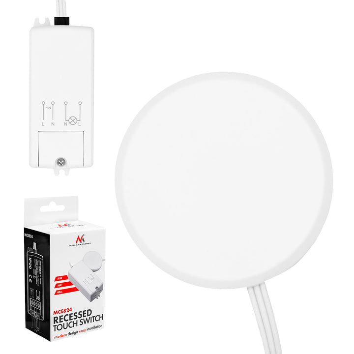 Maclean dodirno prekidače u ravnini, <40 mm, 110–240 V AC, maksimalno opterećenje 600 W za LED, MCE824