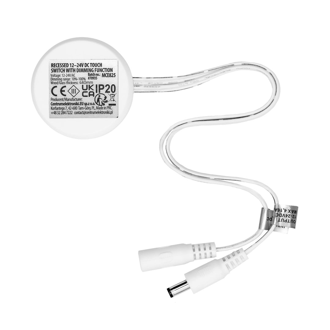 Maclean dodirno prekidače za ugradnju u ravninu, <40 mm, 12–24 V DC, max. opterećenje 48/96 W, MCE825