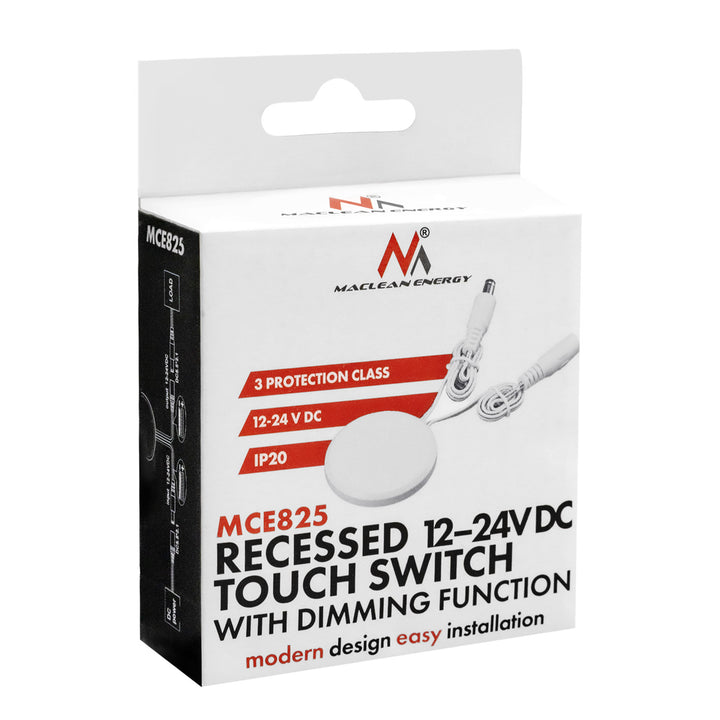 Maclean dodirno prekidače za ugradnju u ravninu, <40 mm, 12–24 V DC, max. opterećenje 48/96 W, MCE825