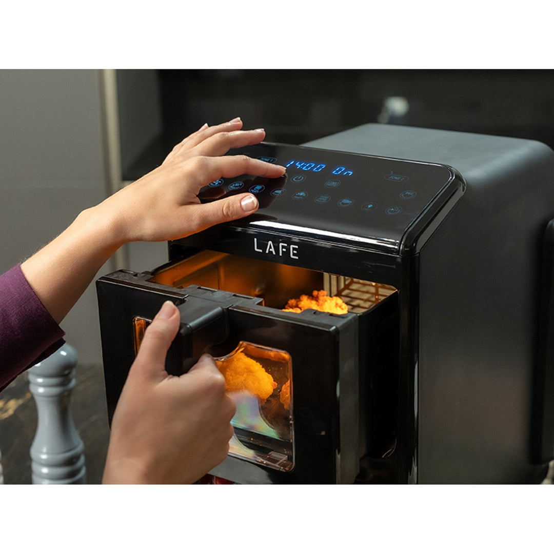 LAFE friteza bez ulja, zračna friteza, 2 komore, 5 L, 2460 W snage, LCD zaslon, Dual Fry