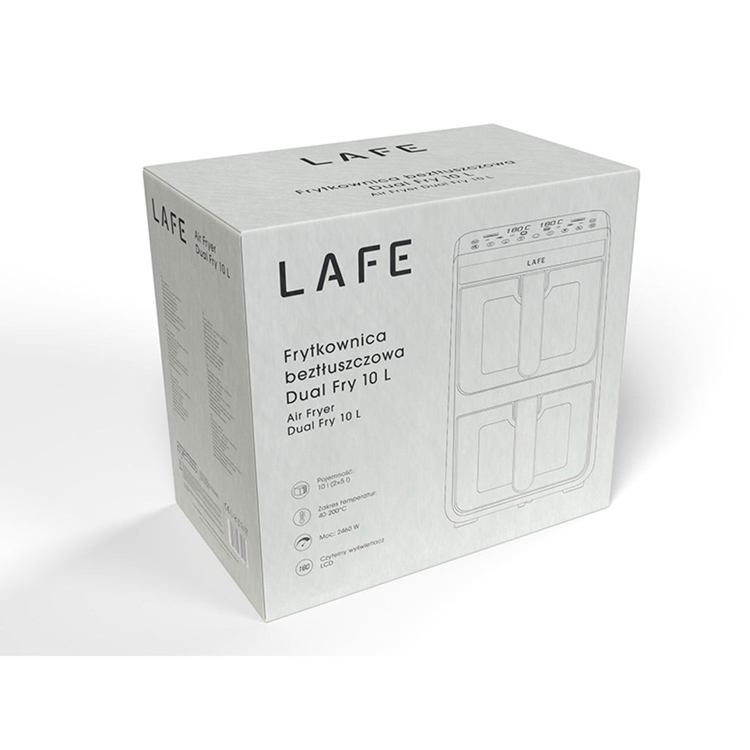 LAFE friteza bez ulja, zračna friteza, 2 komore, 5 L, 2460 W snage, LCD zaslon, Dual Fry