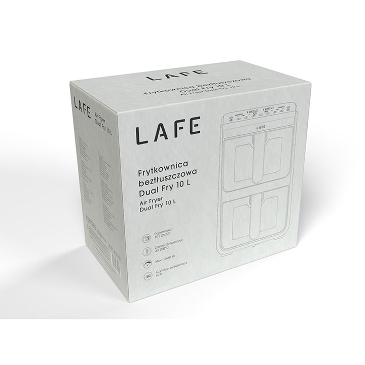 LAFE friteza bez ulja, zračna friteza, 2 komore, 5 L, 2460 W snage, LCD zaslon, Dual Fry