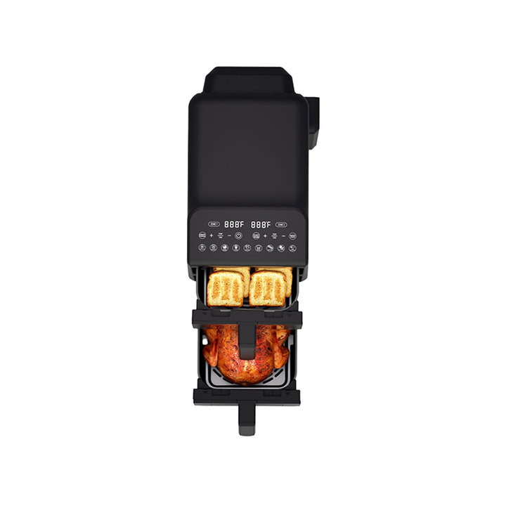 LAFE friteza bez ulja, zračna friteza, 2 komore, 5 L, 2460 W snage, LCD zaslon, Dual Fry