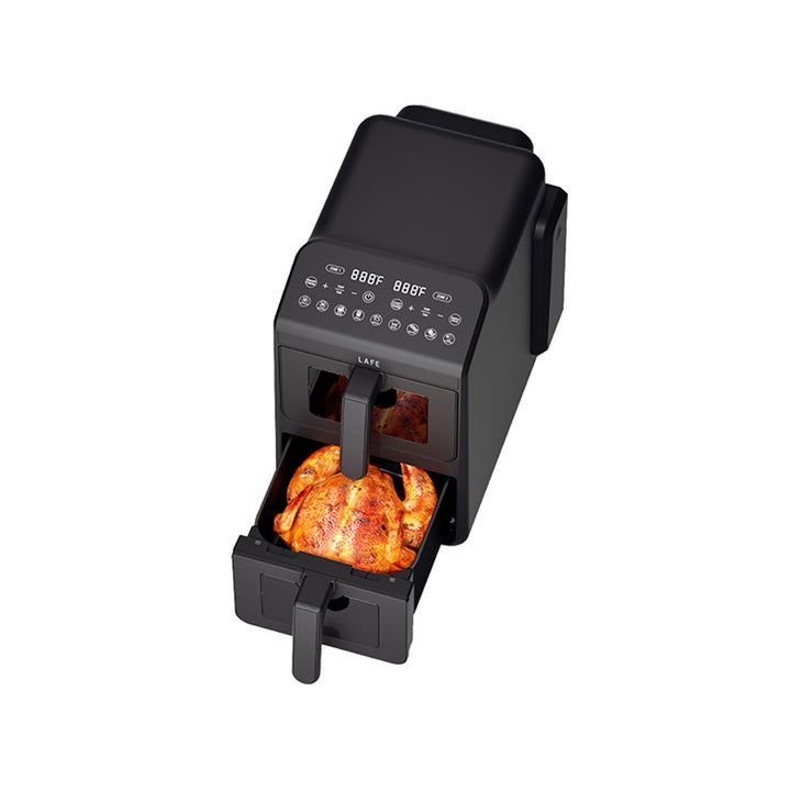 LAFE friteza bez ulja, zračna friteza, 2 komore, 5 L, 2460 W snage, LCD zaslon, Dual Fry