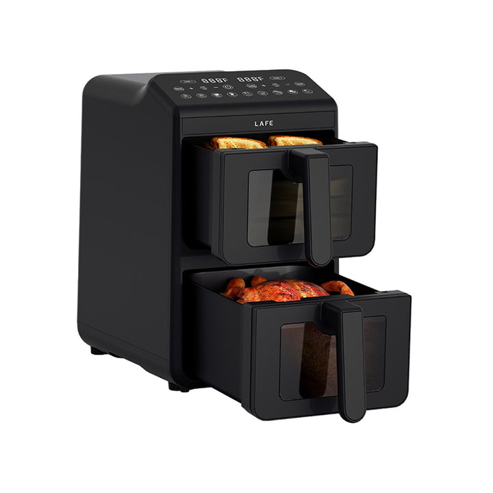 LAFE friteza bez ulja, zračna friteza, 2 komore, 5 L, 2460 W snage, LCD zaslon, Dual Fry