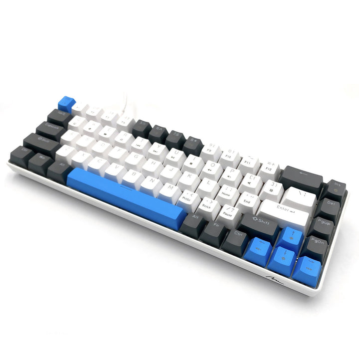 RED CORE MX60 - Kratka mehanička gaming tipkovnica od 60 %, tihi RED mehanički prekidači, boje pozadinsko osvjetljenje, 68 tipki, USB-C. Boja: bijela/plava. Mediatech